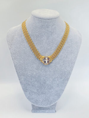 Collana Swarovski S.A.L. vintage con cristallo centrale esagonale