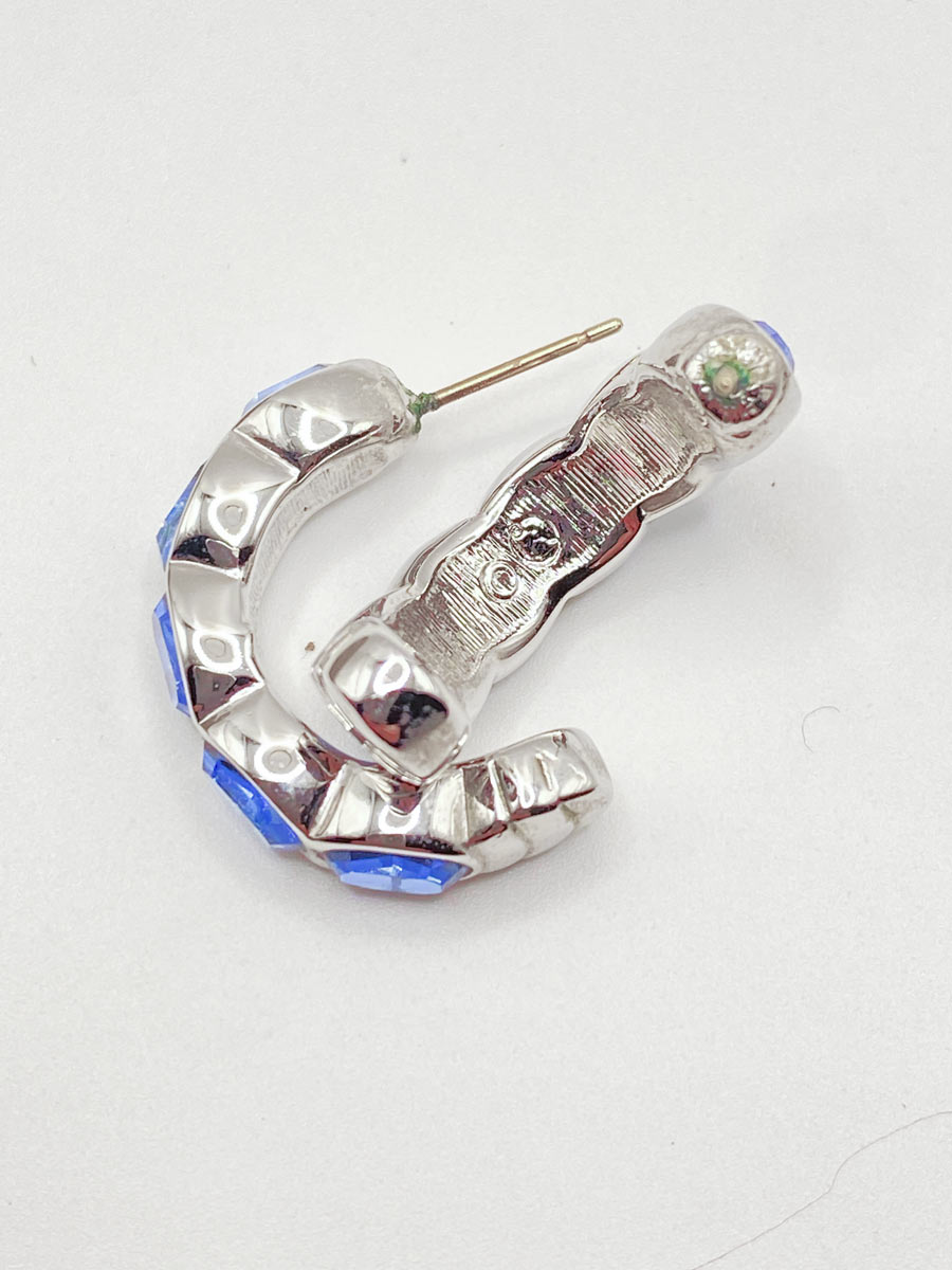 Orecchini Swarovski vintage design curvo con cristalli Blu - immagine 5