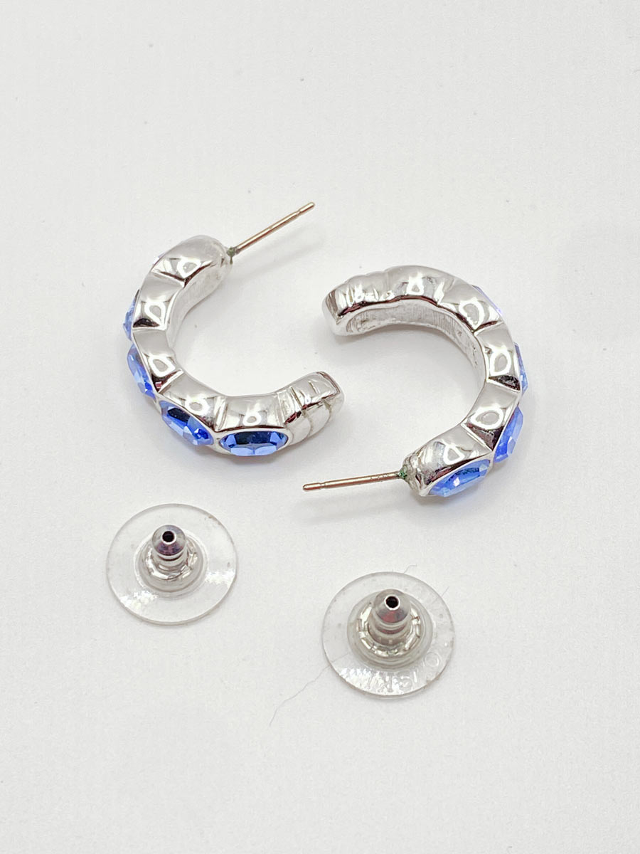 Orecchini Swarovski vintage design curvo con cristalli Blu - immagine 4