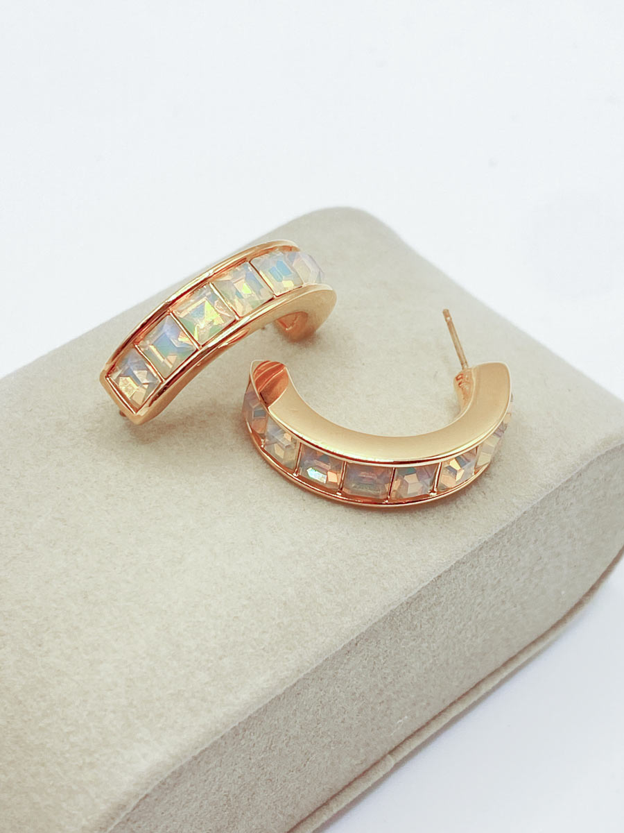 Orecchini Swarovski Vintage a Mezza Luna con Cristalli - immagine 2