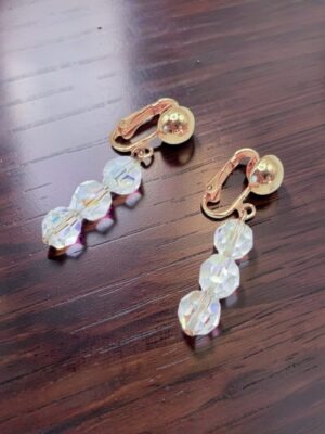Orecchini Swarovski S.A.L. vintage clip cristalli Aurora Boreale