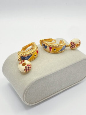 Orecchini Swarovski dorati con smalti colorati e charm con cristalli