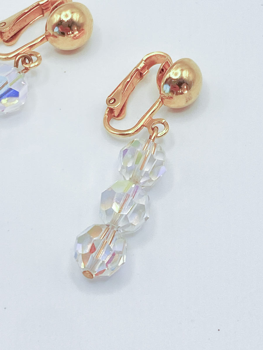 Orecchini Swarovski S.A.L. vintage clip cristalli Aurora Boreale - immagine 2