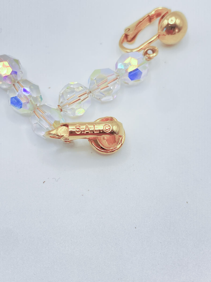 Orecchini Swarovski S.A.L. vintage clip cristalli Aurora Boreale - immagine 3