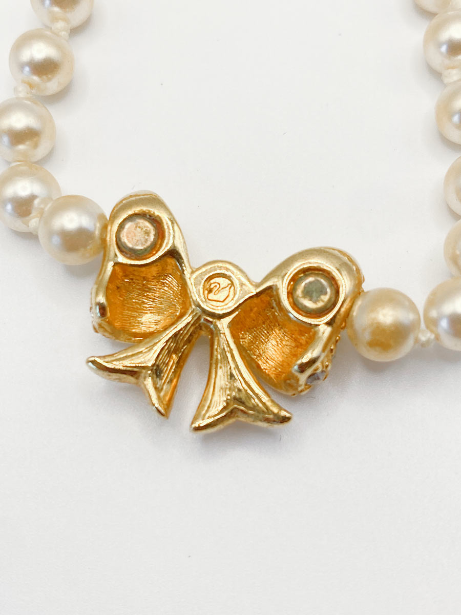 Collana Swarovski con perle e pendente a fiocco - immagine 3