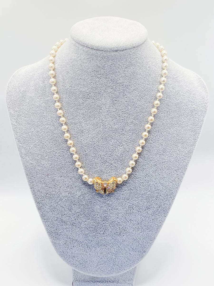 Collana Swarovski con perle e pendente a fiocco - immagine 5