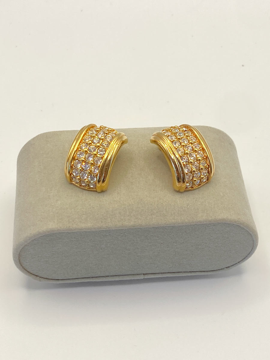 Orecchini vintage Swarovski S.A.L. cristalli finitura dorata - immagine 2