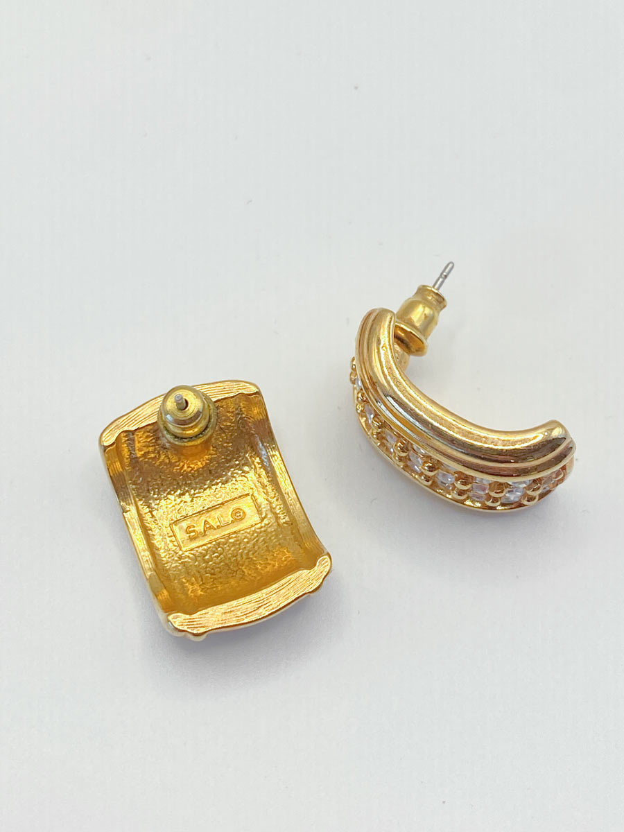 Orecchini vintage Swarovski S.A.L. cristalli finitura dorata - immagine 3