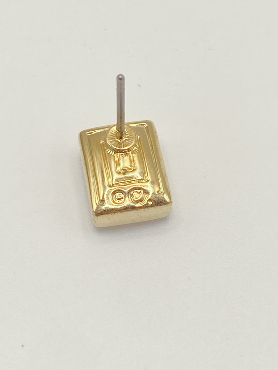 Orecchini Swarovski vintage logo cigno e cristalli rettangolari finitura dorata - immagine 4
