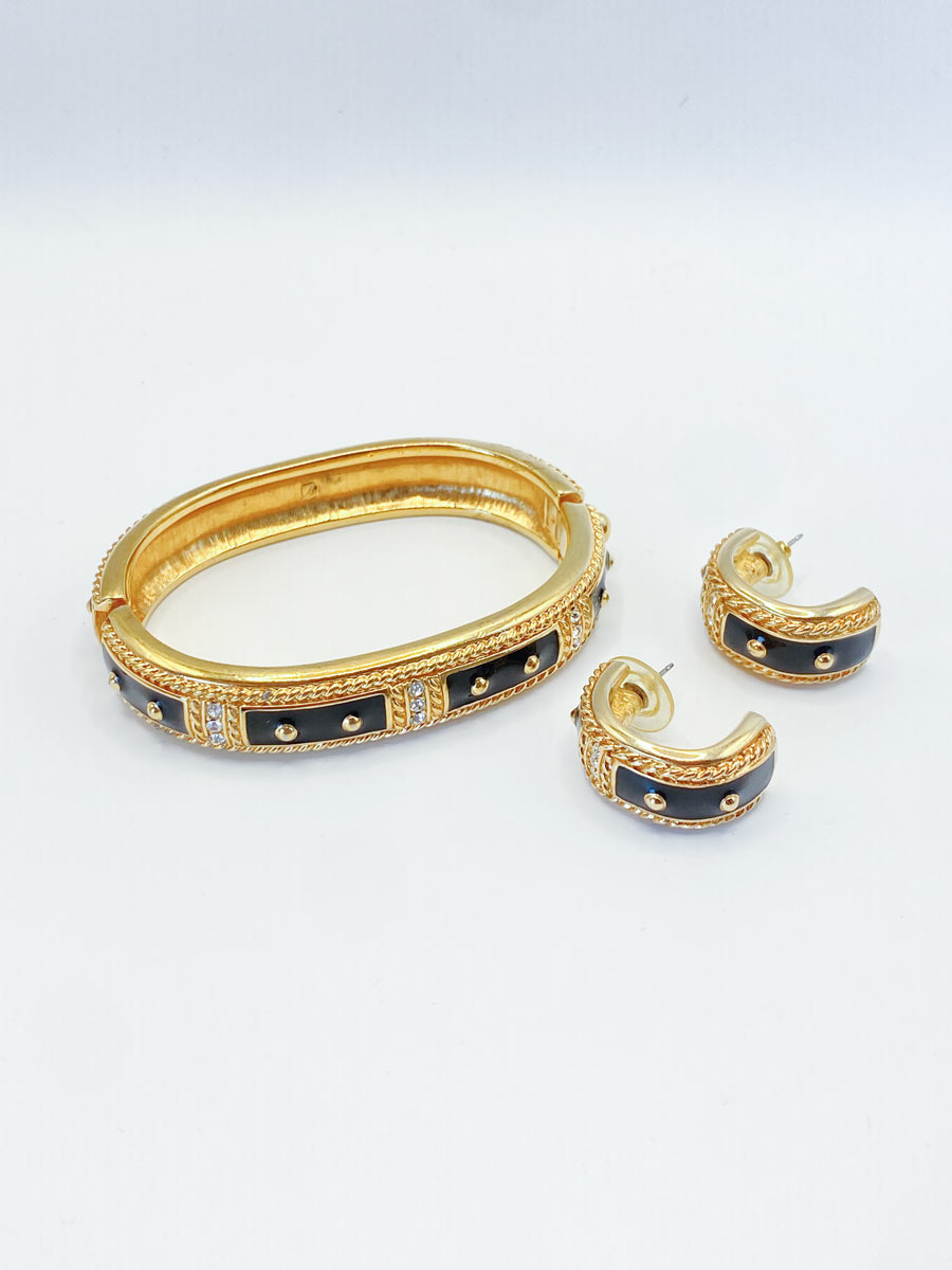 Parure Swarovski bracciale e orecchini con logo cigno doratura e cristalli - immagine 5