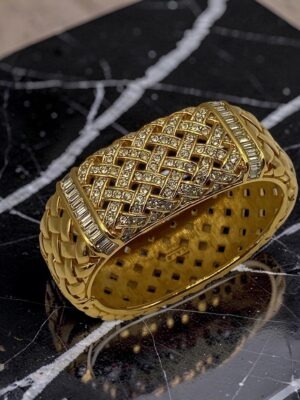 Bracciale vintage Swarovski S.A.L. intrecciato con cristalli e finitura dorata