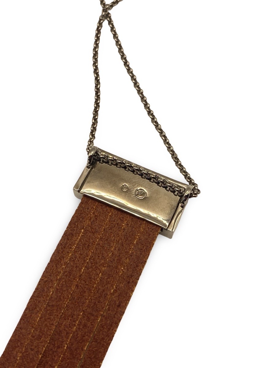 Collana Swarovski con Pendente in Strisce di Pelle e Cristalli - immagine 4