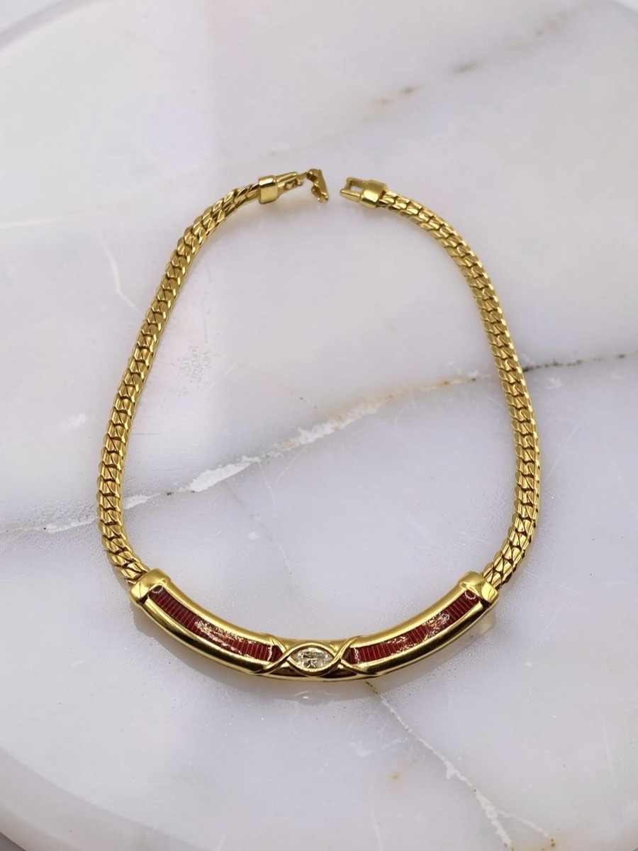 Raffinata Collana Swarovski S.A.L. Vintage con Cristallo e smalto - immagine 2