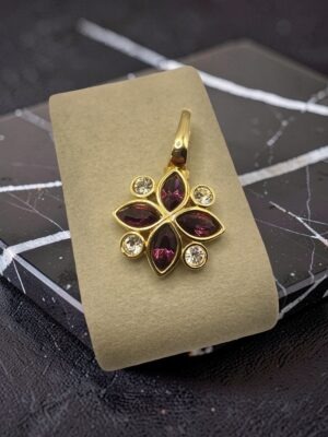 Pendente a fiore Swarovski S.A.L. vintage con cristalli chiari e viola