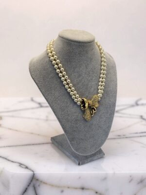 Collana Swarovski vintage con fiocco e perle