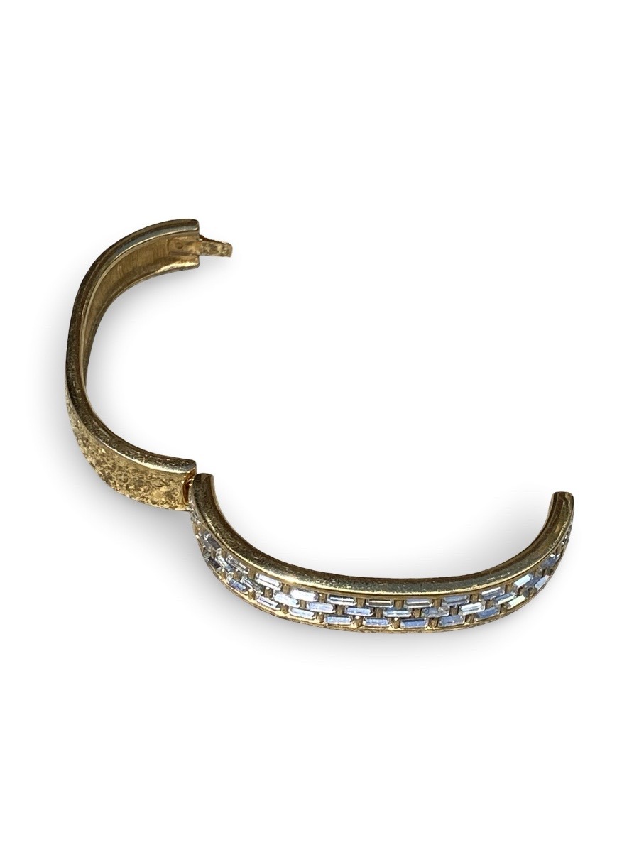 Bracciale vintage Swarovski S.A.L. rigido con cristalli baguette - immagine 3